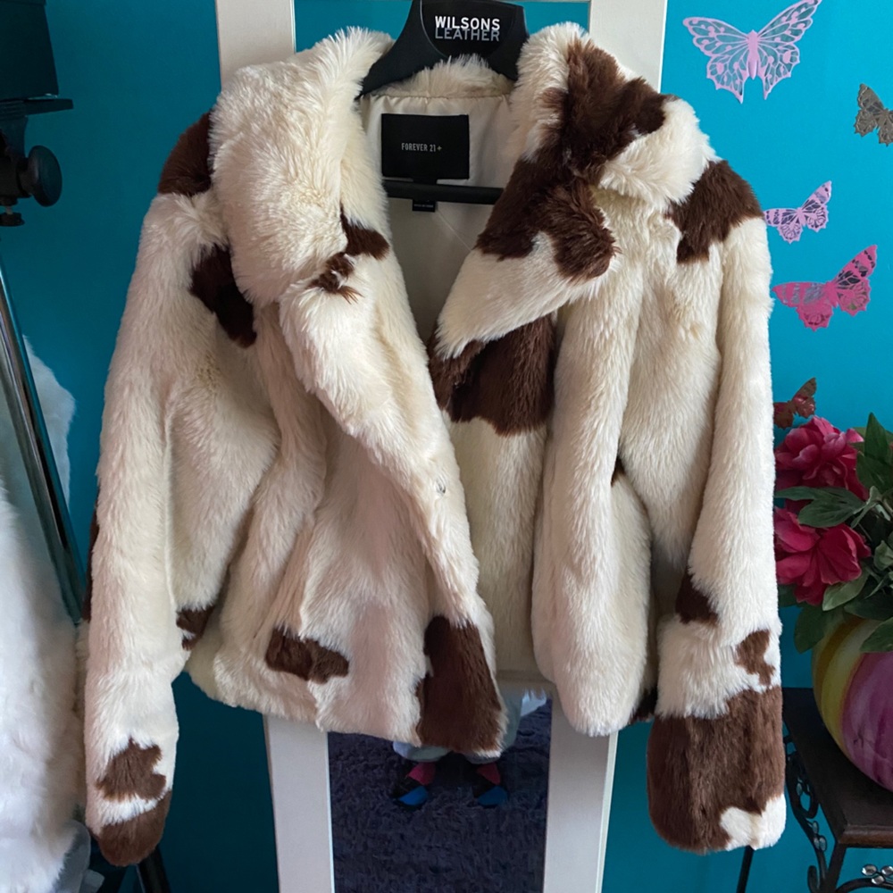 Cow Print Fur Jacket